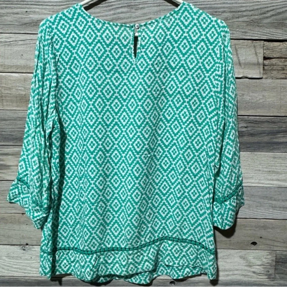 🙀 Skies are Blue Delacour Crochet Inset 3/4 Sleeve Top P2P 17” M| Stitch Fix - Picture 5 of 8
